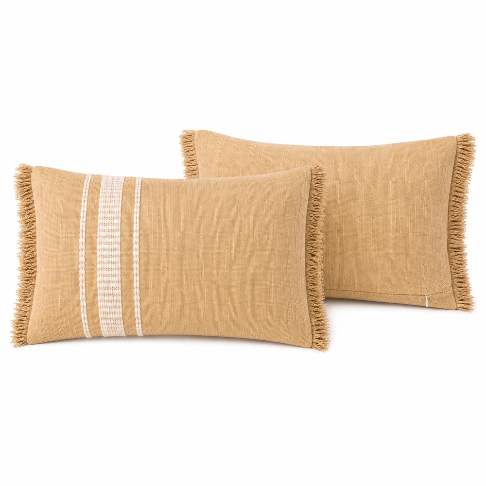 Threshold Studio McGee Set of 2 Oversized Lumbar Throw Pillows Tan Cream 20x14
